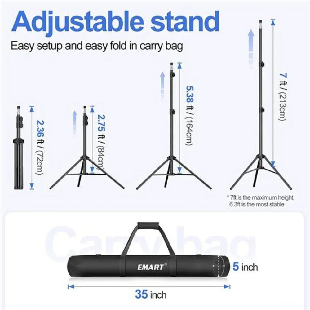 Photo Video Studio 10x7Ft (WxH) Adjustable Background Stand Backdrop Support Kit